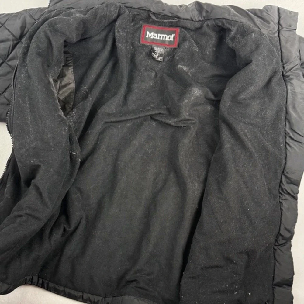 Marmot Womens Black‎ Diamond Quilted Fleece Lined Full Zip Puffer Jacket Size M